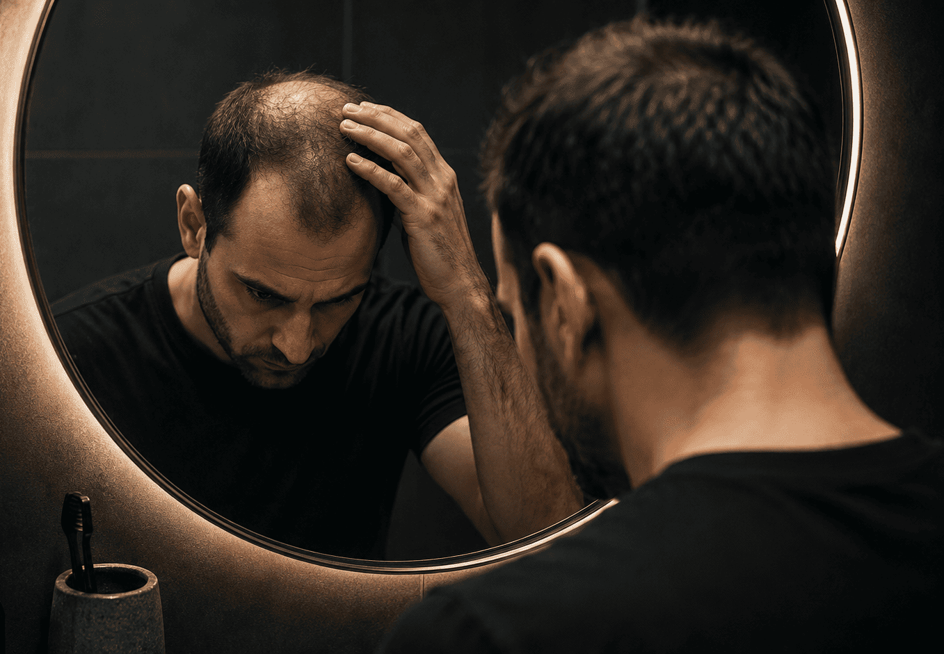 Hombre mirándose al espejo